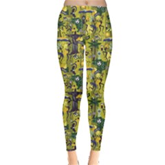 Green Pattern With Traditional Brazilian Items Design Element Leggings by CoolDesigns