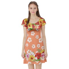 Orange Hawaii Short Sleeve Skater Dress by CoolDesigns