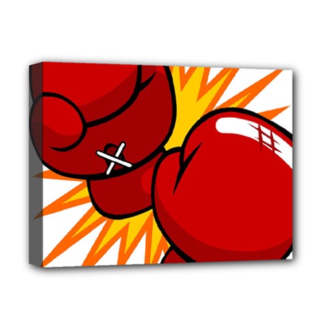 Boxing Gloves Red Orange Sport Deluxe Canvas 16  X 12   by Alisyart