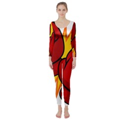 Boxing Gloves Red Orange Sport Long Sleeve Catsuit by Alisyart