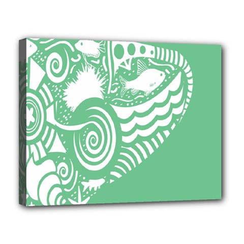 Fish Star Green Canvas 14  X 11  by Alisyart