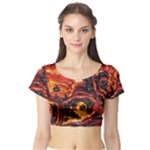 Lava Active Volcano Nature Short Sleeve Crop Top (Tight Fit)