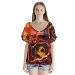 Lava Active Volcano Nature Flutter Sleeve Top by Alisyart