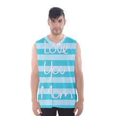 Love You Mom Stripes Line Blue Men s Basketball Tank Top by Alisyart