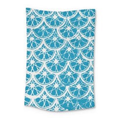Lime Blue Star Circle Small Tapestry