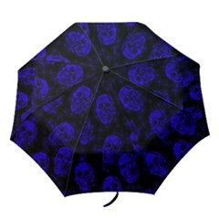 Sparkling Glitter Skulls Blue Folding Umbrellas by ImpressiveMoments
