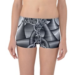 Grey Fractal Background With Chains Boyleg Bikini Bottoms by Simbadda