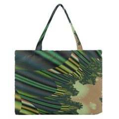 A Feathery Sort Of Green Image Shades Of Green And Cream Fractal Medium Zipper Tote Bag by Simbadda