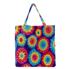 Tie Dye Circle Round Color Rainbow Red Purple Yellow Blue Pink Orange Grocery Tote Bag by Alisyart