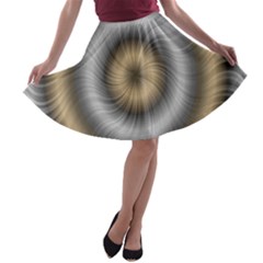 Prismatic Waves Gold Silver A-line Skater Skirt by Alisyart