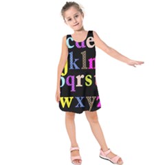 Alphabet Letters Colorful Polka Dots Letters In Lower Case Kids  Sleeveless Dress by Simbadda