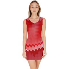 Red Fractal Wavy Heart Sleeveless Bodycon Dress by Simbadda