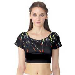 Colorful Spiders For Your Dark Halloween Projects Short Sleeve Crop Top (tight Fit) by Simbadda