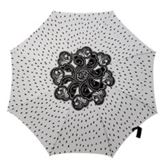 Batik Rain Black Flower Spot Hook Handle Umbrellas (small) by Mariart