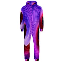 Digital Art Spirals Wave Waves Chevron Red Purple Blue Pink Hooded Jumpsuit (men)  by Mariart
