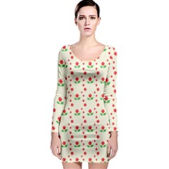 Flower Floral Sunflower Rose Star Red Green Long Sleeve Bodycon Dress by Mariart