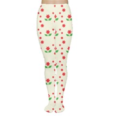 Flower Floral Sunflower Rose Star Red Green Women s Tights by Mariart