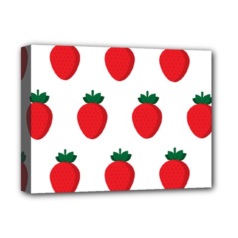 Fruit Strawberries Red Green Deluxe Canvas 16  X 12   by Mariart