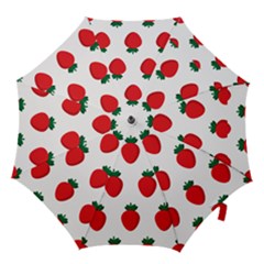 Fruit Strawberries Red Green Hook Handle Umbrellas (medium) by Mariart