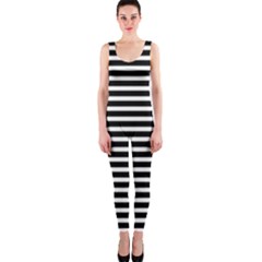 Horizontal Stripes Black Onepiece Catsuit by Mariart