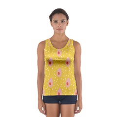 Flower Floral Tulip Leaf Pink Yellow Polka Sot Spot Women s Sport Tank Top  by Mariart