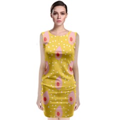 Flower Floral Tulip Leaf Pink Yellow Polka Sot Spot Classic Sleeveless Midi Dress by Mariart