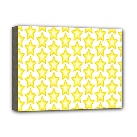 Yellow Orange Star Space Light Deluxe Canvas 16  X 12   by Mariart