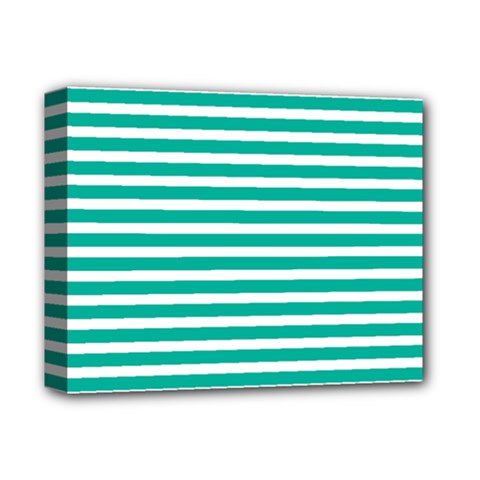Horizontal Stripes Green Teal Deluxe Canvas 14  X 11  by Mariart