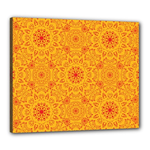 Solar Mandala  Orange Rangoli  Canvas 24  X 20  (stretched) by bunart