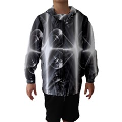 Black And White Bubbles On Black Hooded Wind Breaker (kids) by Simbadda