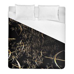 Golden Bows And Arrows On Black Duvet Cover (full/ Double Size) by Simbadda
