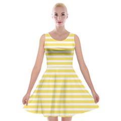 Horizontal Stripes Yellow Velvet Skater Dress