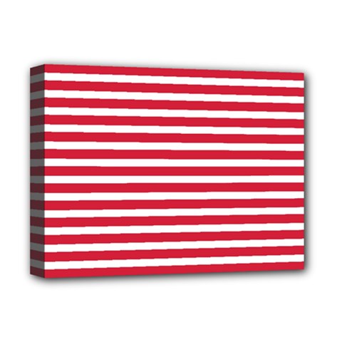Horizontal Stripes Red Deluxe Canvas 16  X 12  