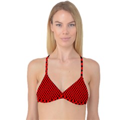 Polka Dot Black Red Hole Backgrounds Reversible Tri Bikini Top by Mariart