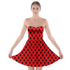 Polka Dot Black Red Hole Backgrounds Strapless Bra Top Dress