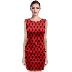 Polka Dot Black Red Hole Backgrounds Classic Sleeveless Midi Dress by Mariart