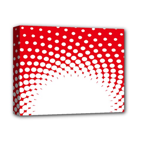 Polka Dot Circle Hole Red White Deluxe Canvas 14  X 11  by Mariart