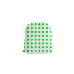 Polka Dot Green Drawstring Pouches (xs)  by Mariart
