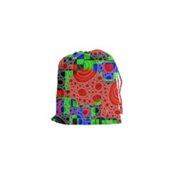 Background With Fractal Digital Cubist Drawing Drawstring Pouches (xs)  by Simbadda