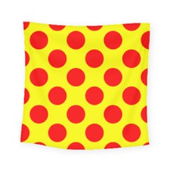 Polka Dot Red Yellow Square Tapestry (small)