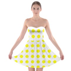 Polka Dot Yellow White Strapless Bra Top Dress by Mariart