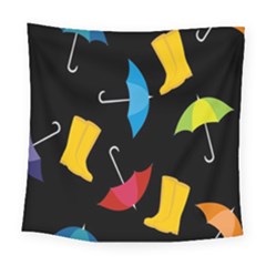Rain Shoe Boots Blue Yellow Pink Orange Black Umbrella Square Tapestry (large) by Mariart