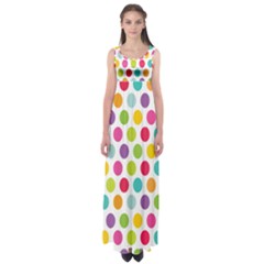 Polka Dot Yellow Green Blue Pink Purple Red Rainbow Color Empire Waist Maxi Dress by Mariart