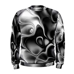 Fractal Black Liquid Art In 3d Glass Frame Men s Sweatshirt by Simbadda