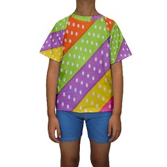 Colorful Easter Ribbon Background Kids  Short Sleeve Swimwear by Simbadda