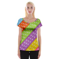 Colorful Easter Ribbon Background Women s Cap Sleeve Top by Simbadda