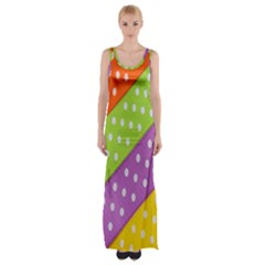 Colorful Easter Ribbon Background Maxi Thigh Split Dress by Simbadda