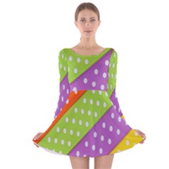 Colorful Easter Ribbon Background Long Sleeve Velvet Skater Dress by Simbadda
