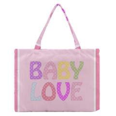 Pink Baby Love Text In Colorful Polka Dots Medium Zipper Tote Bag by Simbadda