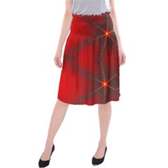 Impressive Red Fractal Midi Beach Skirt by Simbadda